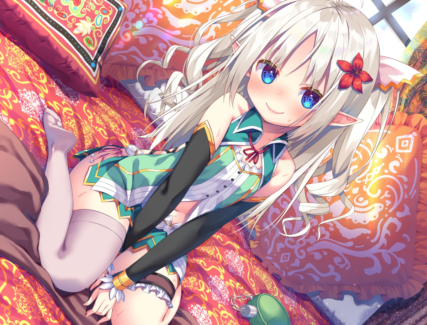 asa_no_ha elf garter pointy_ears thighhighs whisp