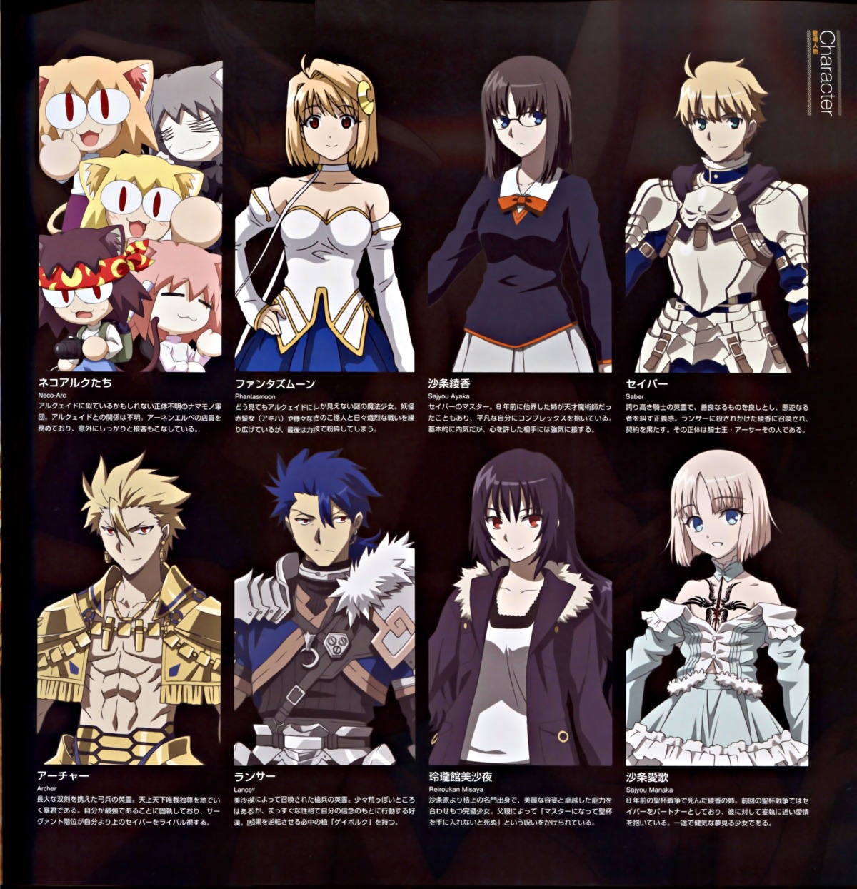 Type Moon Carnival Phantasm Fate Prototype Fate Stay Night Gilgamesh Fate Prototype Lancer Fate Prototype Neko Arc Neko Arc Bubbles Phantas Moon Reiroukan Misaya Saber Fate Prototype Sajou Manaka Sajyou Ayaka Binding Discoloration