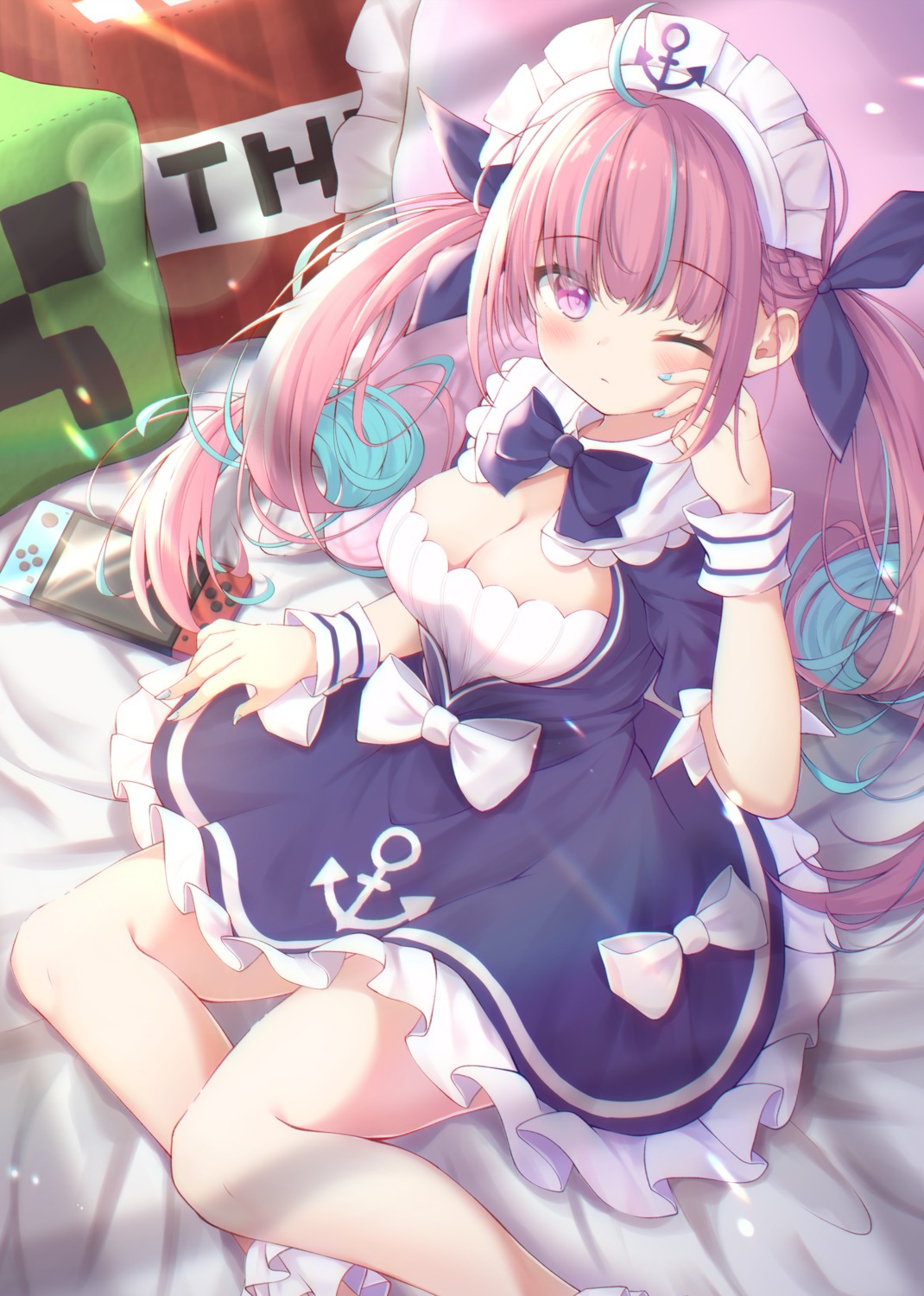 hololive maid minato_aqua no_bra rulu