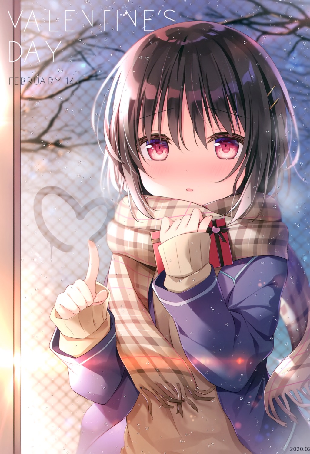 kiginu_yuu seifuku shikitani_asuka sweater valentine