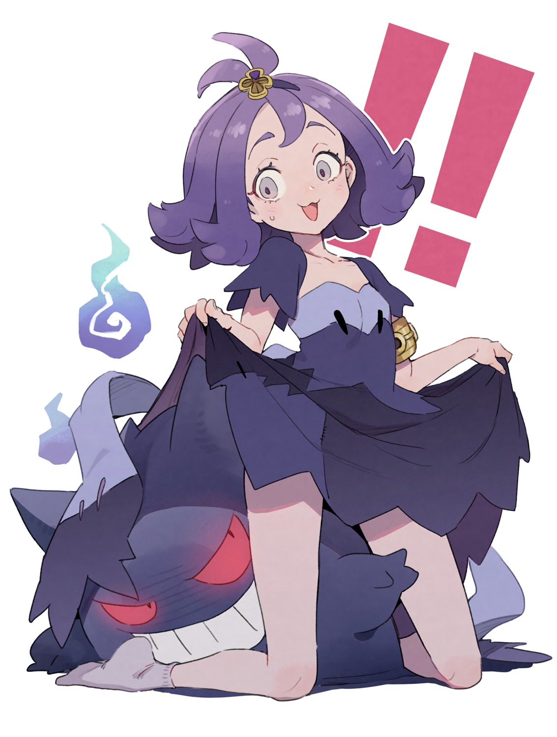 acerola_(pokemon) dress gengar loli pokemon pokemon_sm pokemon_usum skirt_lift toku_(ke7416613)