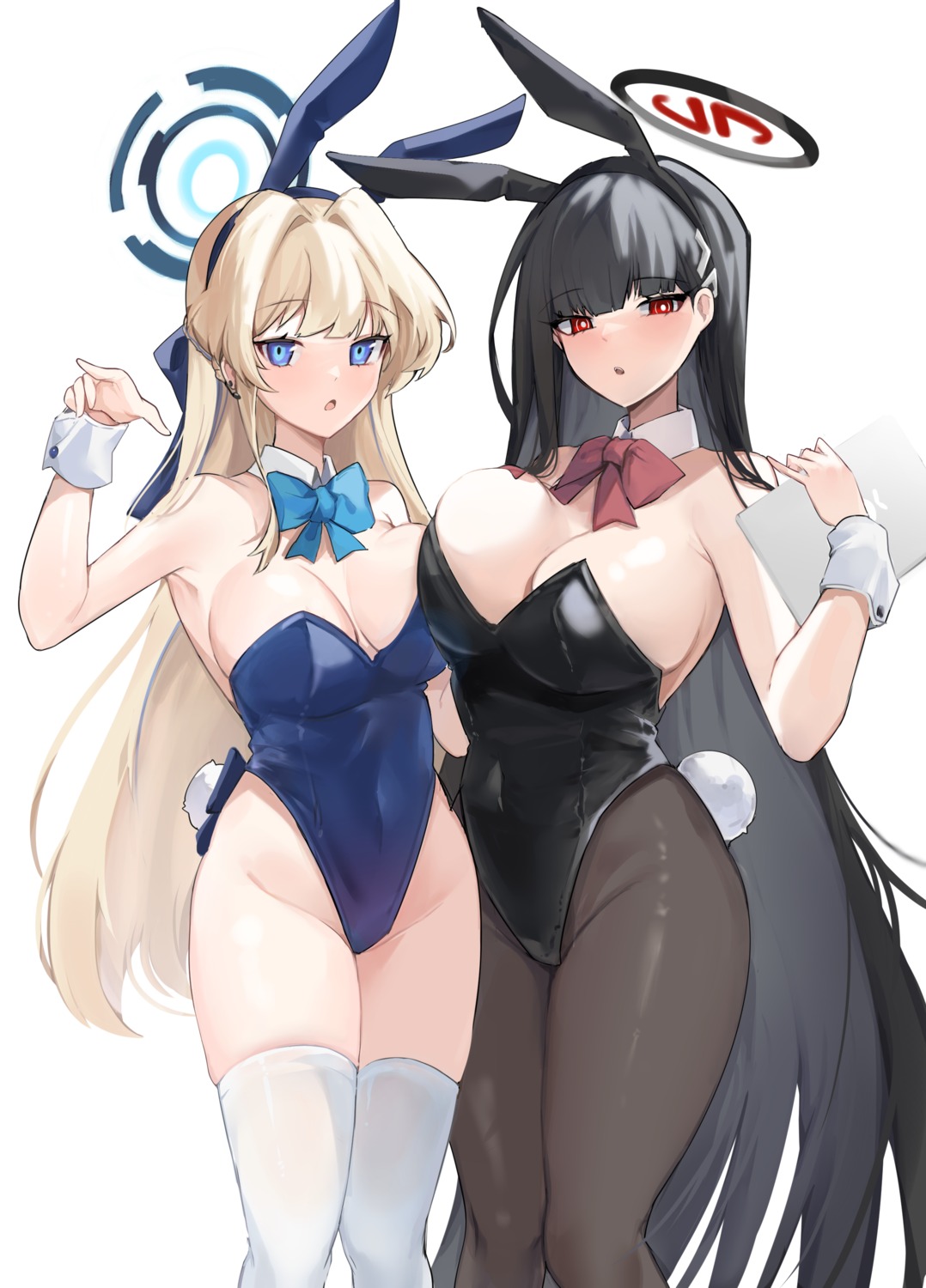 animal_ears asuma_toki blue_archive bunny_ears bunny_girl halo mindoll no_bra pantyhose tail thighhighs tsukatsuki_rio