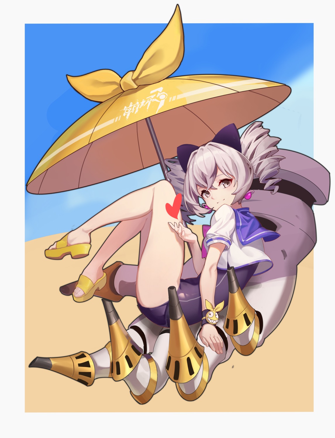 alexyu2009 benghuai_xueyuan bronya_zaychik heels honkai_impact mecha school_swimsuit seifuku swimsuits umbrella