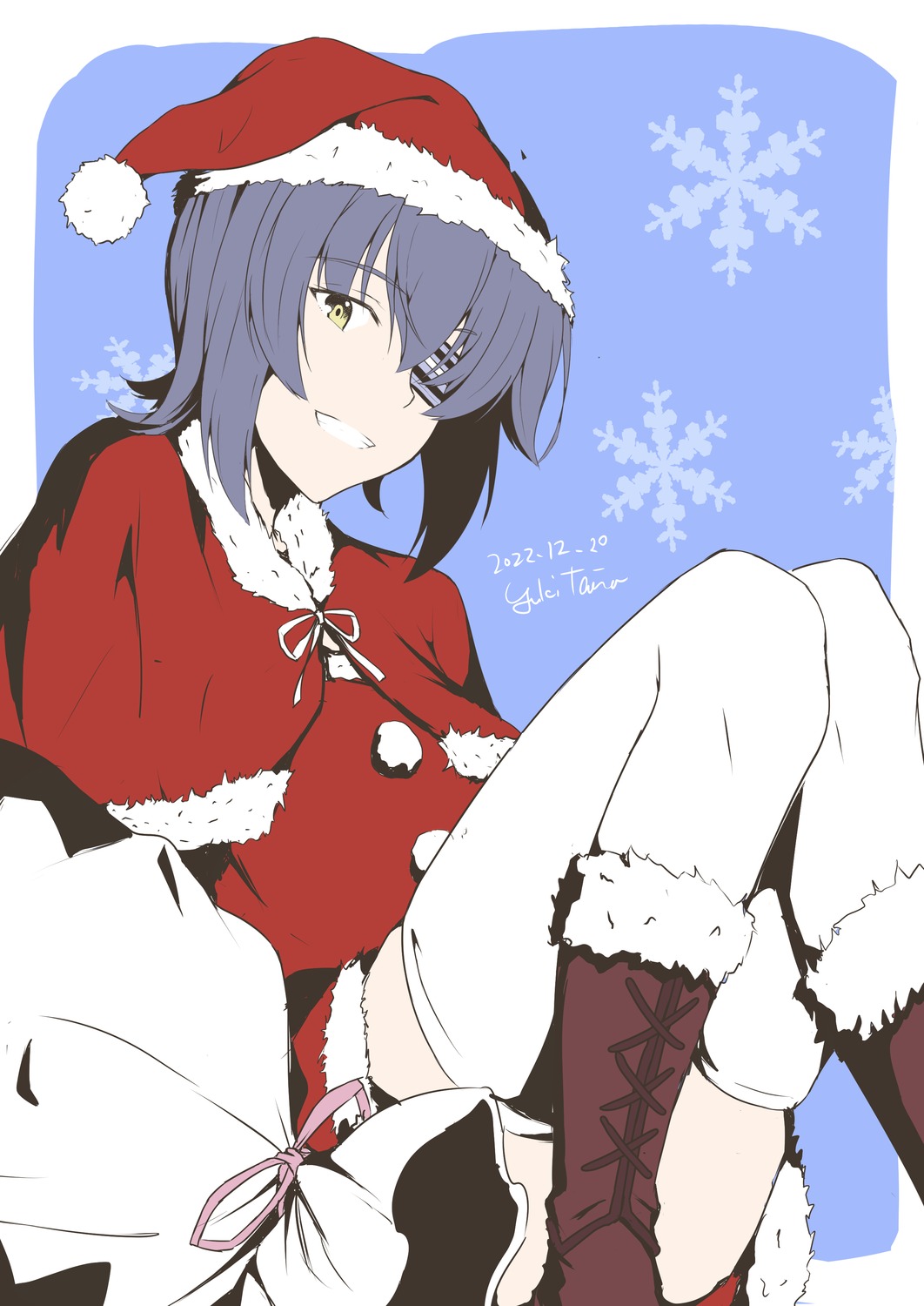 christmas dress eyepatch kantai_collection taira_yuuki tenryuu_(kancolle) thighhighs