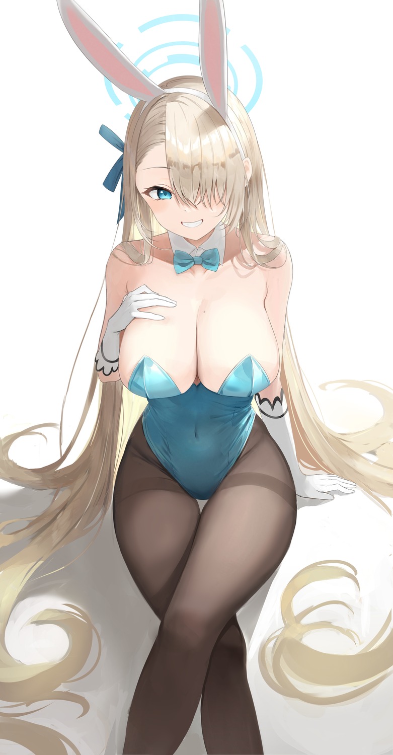 animal_ears blue_archive bunny_ears bunny_girl halo ichinose_asuna no_bra pantyhose three_twosix