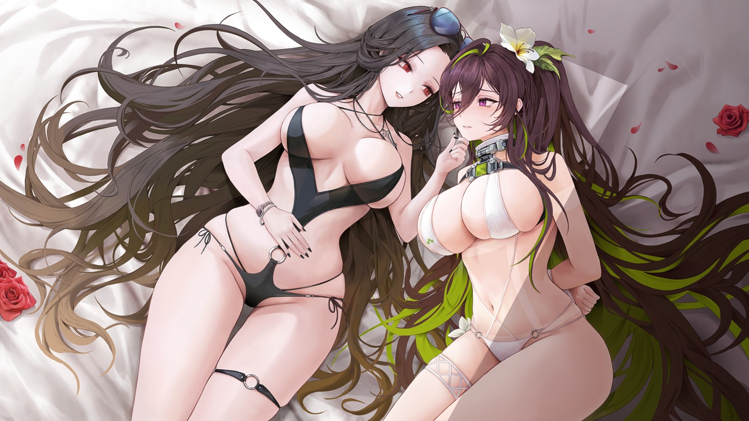 bikini bondage dora_(garyeong) garter goddess_of_victory:_nikke guilty_(nikke) maiden_(nikke) megane swimsuits yuri