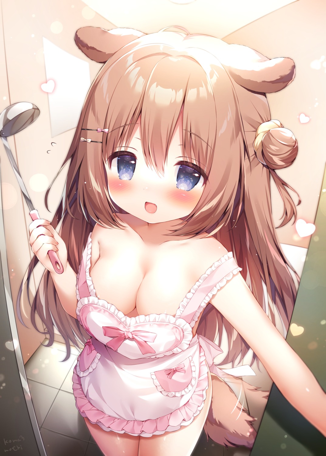 animal_ears momozu_komamochi naked_apron tail