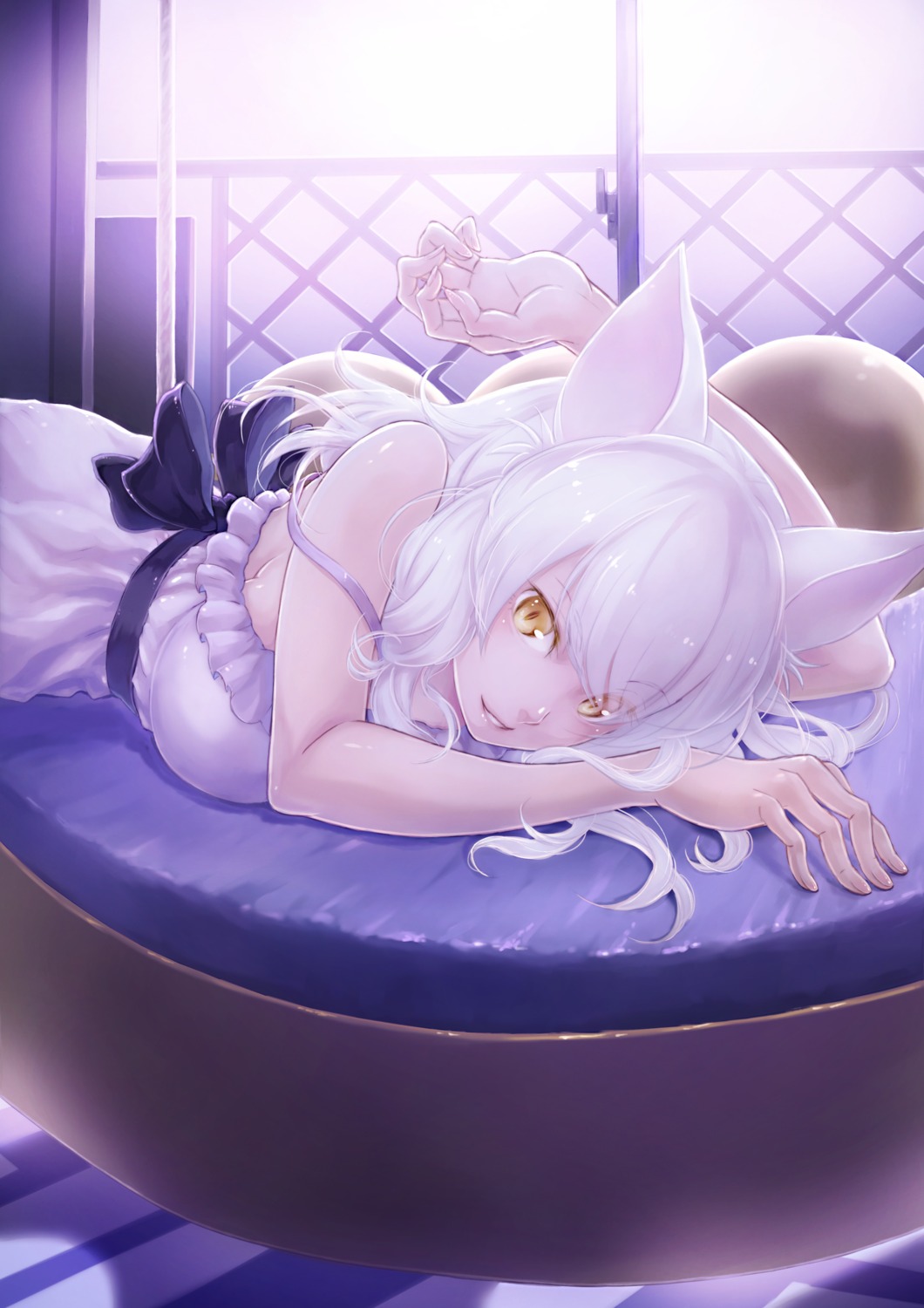 animal_ears bakemonogatari black_hanekawa dress hanekawa_tsubasa lira_mist monogatari_(series)