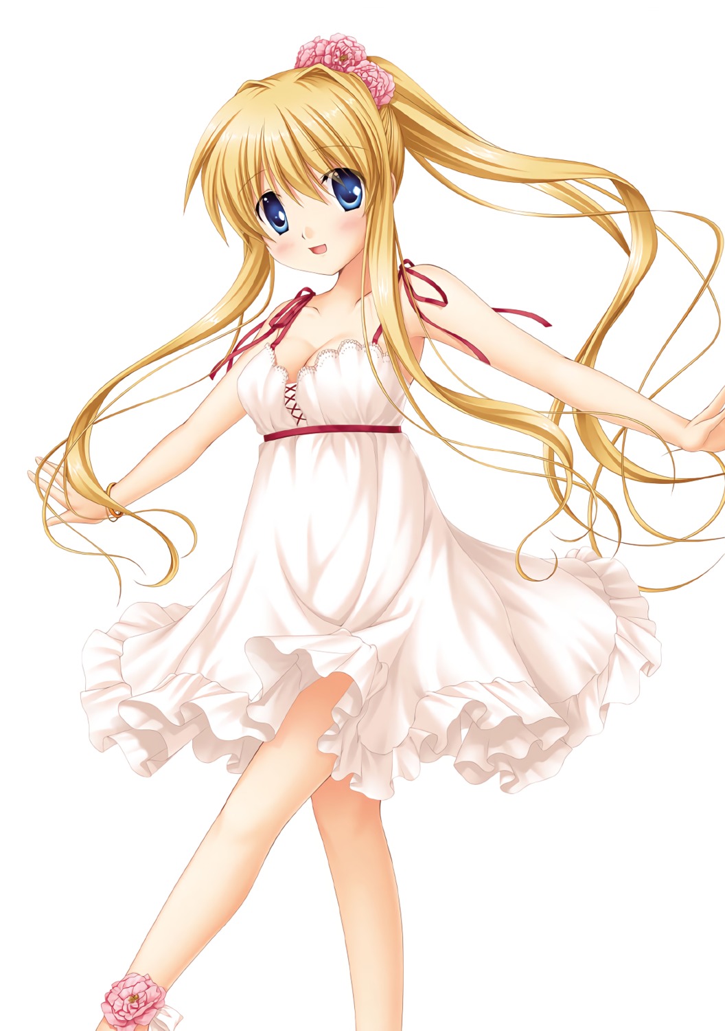 air cleavage dress hinoue_itaru kamio_misuzu key no_bra skirt_lift summer_dress