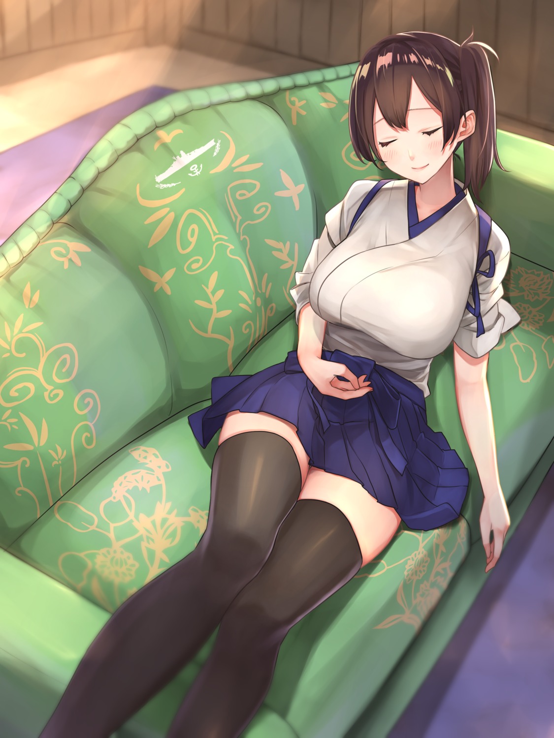 baffu japanese_clothes kaga_(kancolle) kantai_collection thighhighs