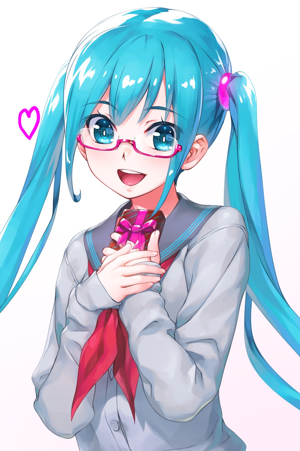 hatsune_miku megane seifuku sweater vocaloid wacchi