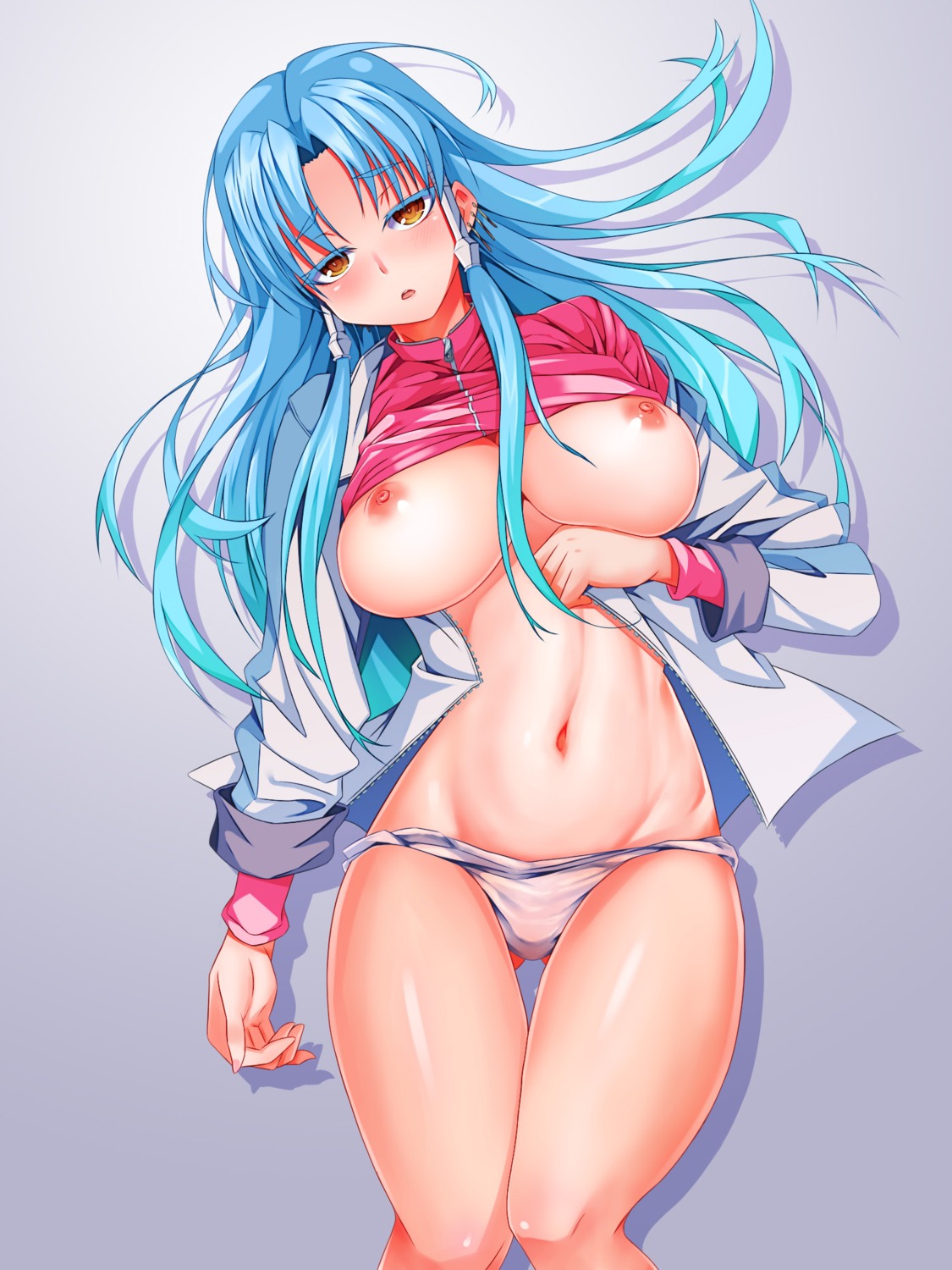 breasts nipples no_bra pantsu shirt_lift super_robot_wars