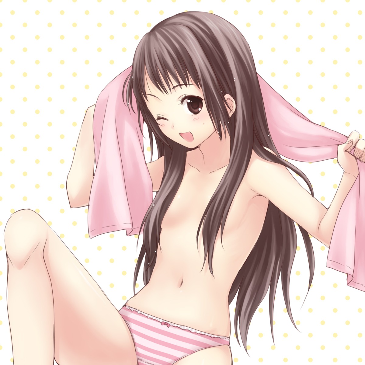 loli pantsu shimapan topless towel usashiro_mani