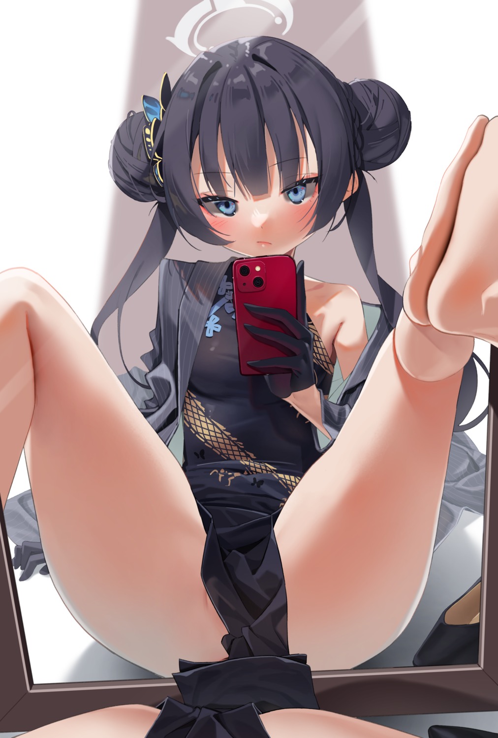 agnam_ore blue_archive chinadress feet halo loli nopan ryuuge_kisaki selfie