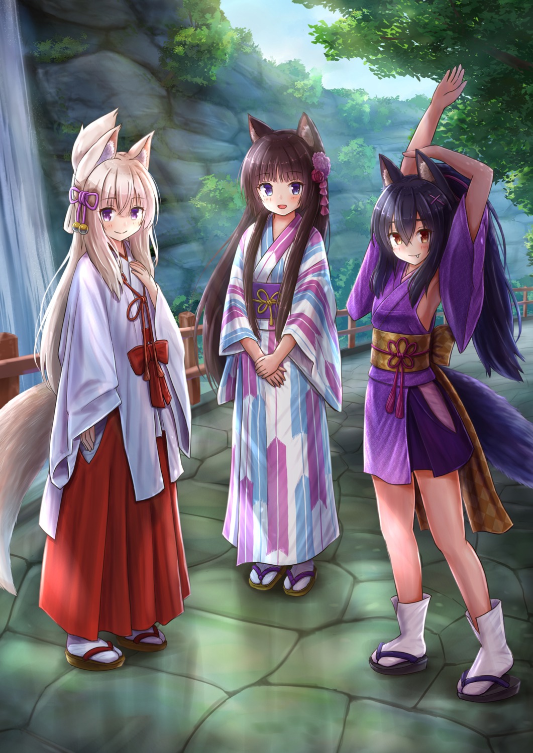 animal_ears iroha_(iroha_matsurika) japanese_clothes kimono kitsune miko nekomimi tail