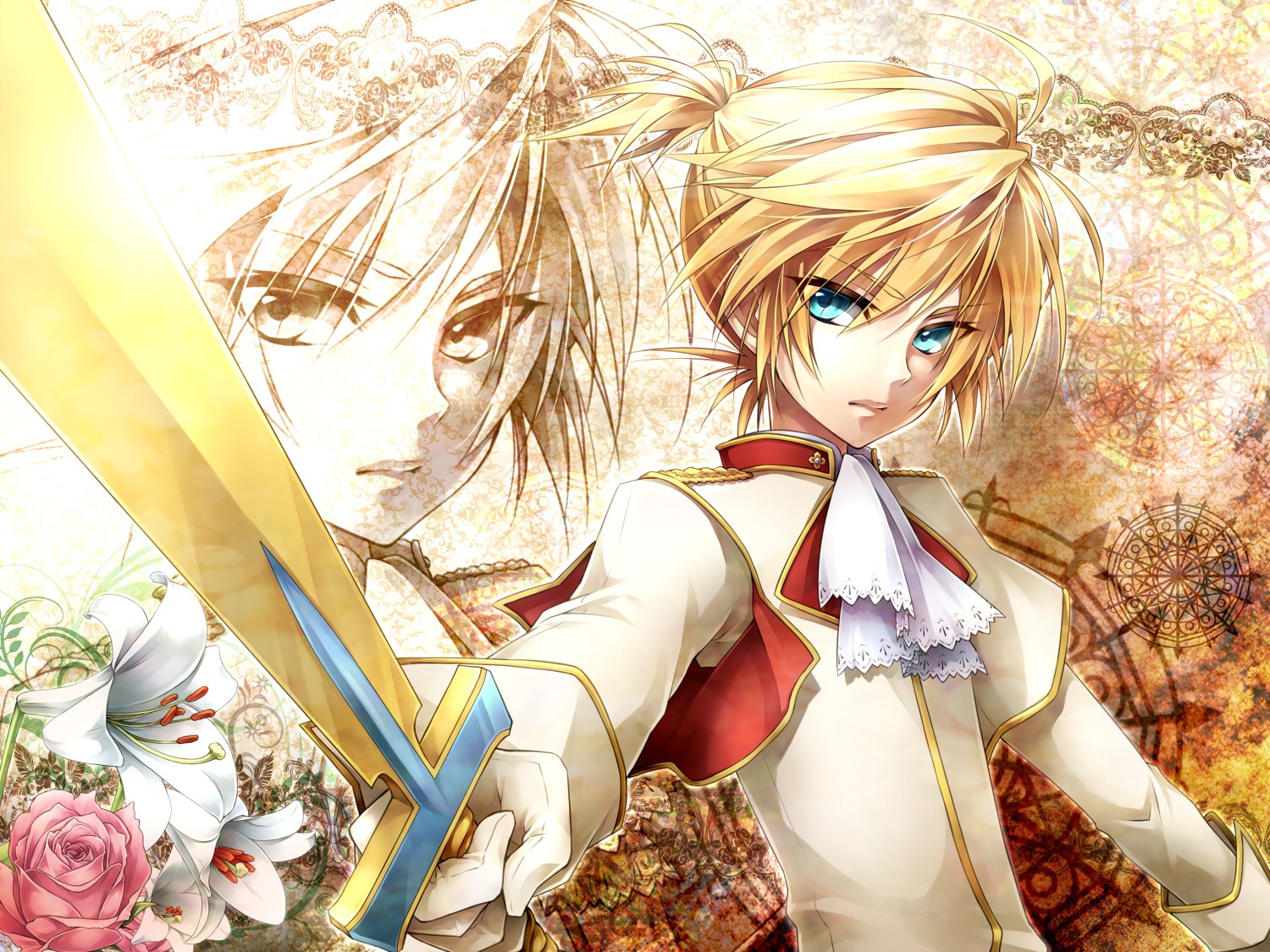 kagamine_len male sword ueno_tsuki vocaloid