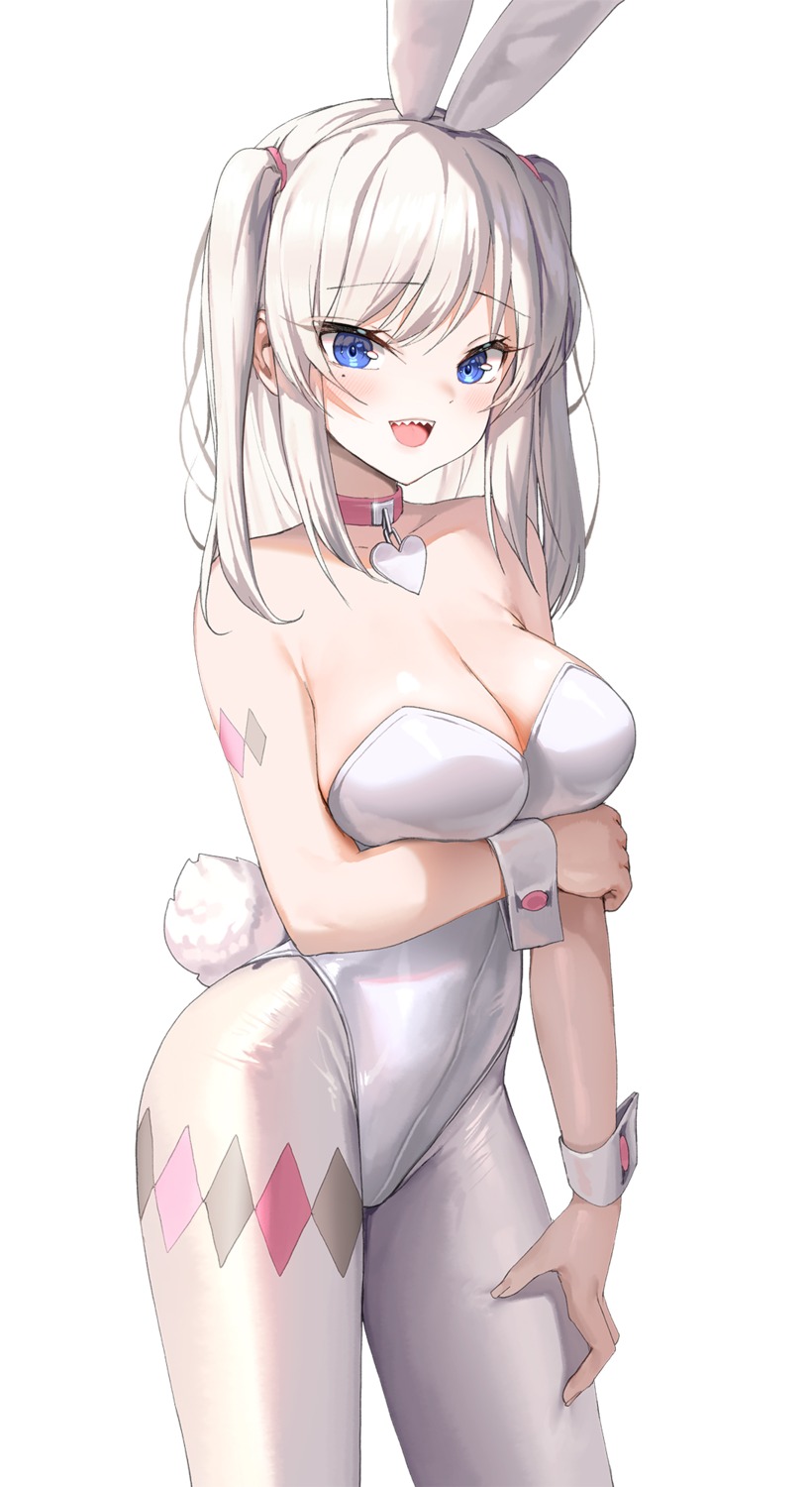 animal_ears breast_hold bunny_ears bunny_girl cleavage dduck_kong no_bra pantyhose tail