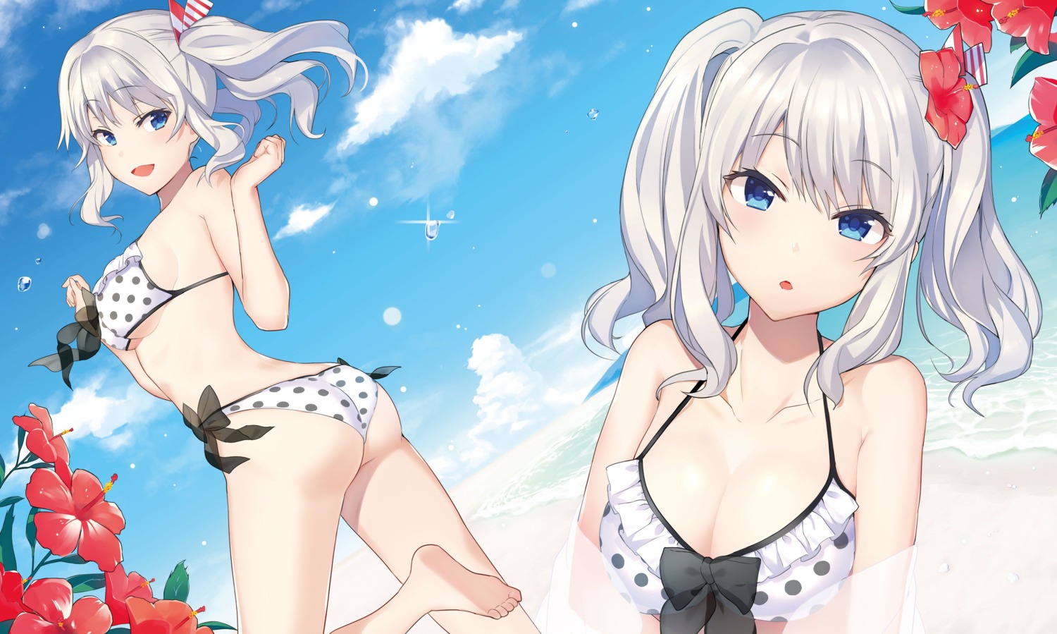 ass bikini cleavage feet kantai_collection kashima_(kancolle) nanotaro see_through swimsuits underboob