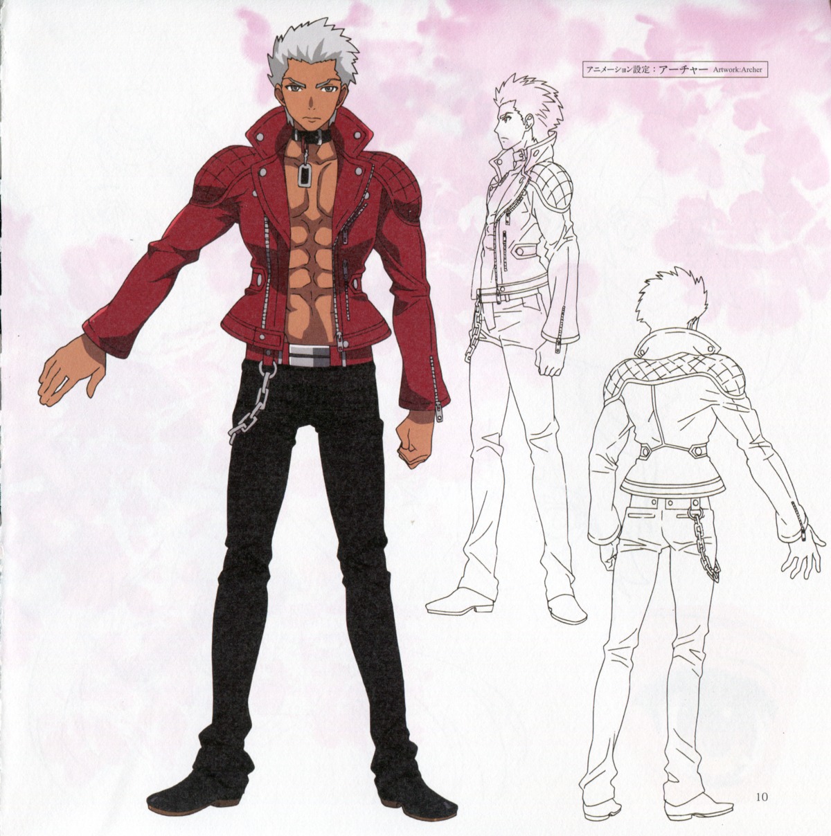 archer bleed_through character_design fate/extra fate/extra_ccc fate/stay_night male paper_texture type-moon