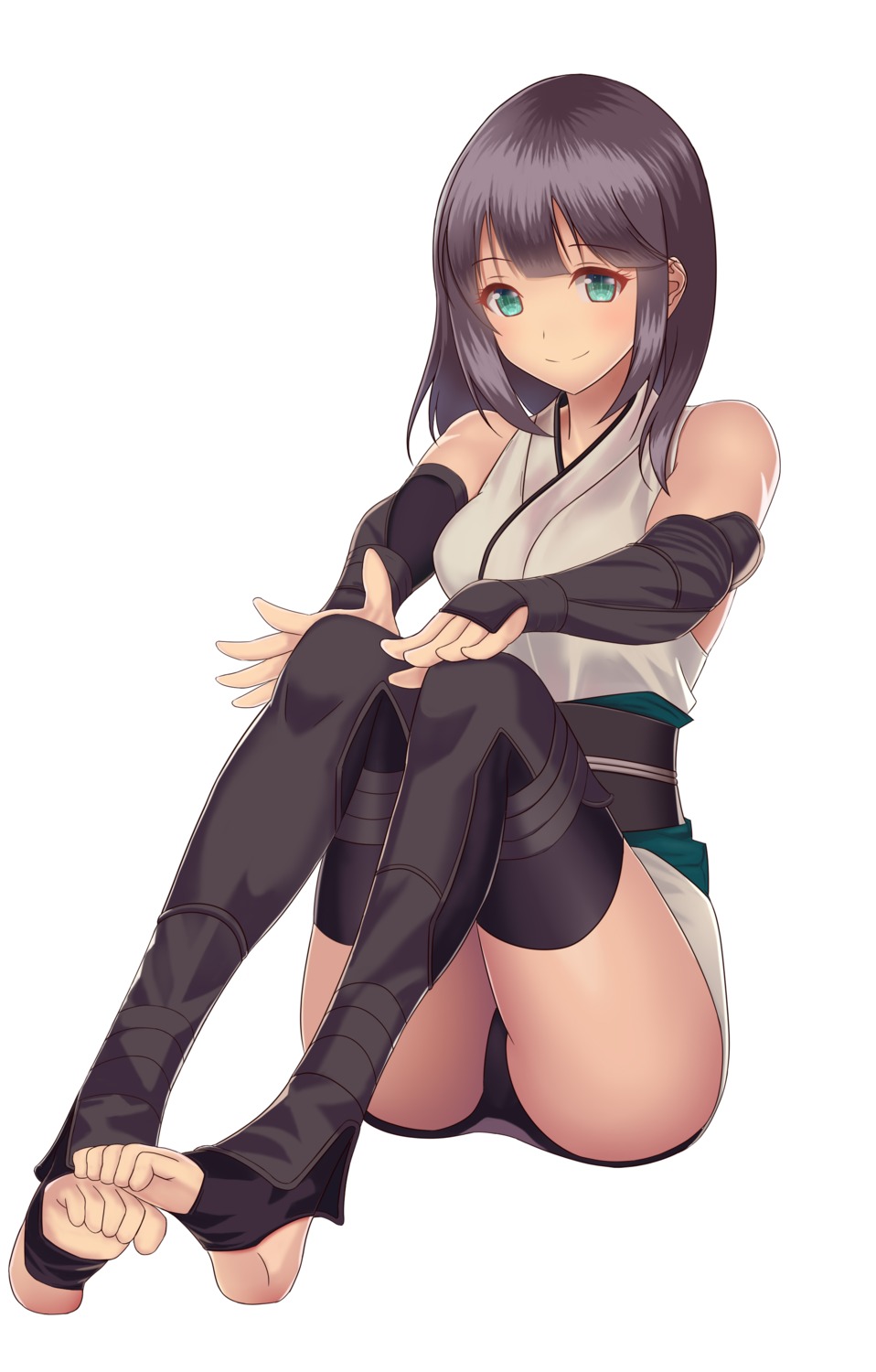 fate/grand_order feet japanese_clothes okita_souji_(fate) pantsu taka_(pixiv405145) thighhighs