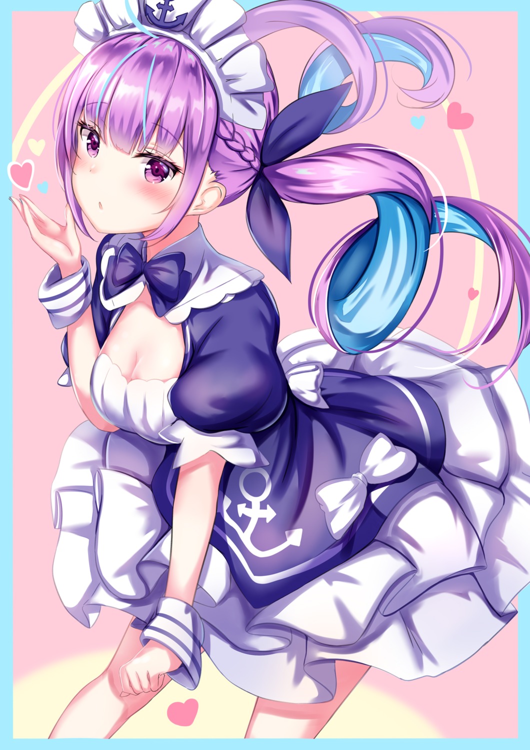 hololive maid minato_aqua skirt_lift yuano