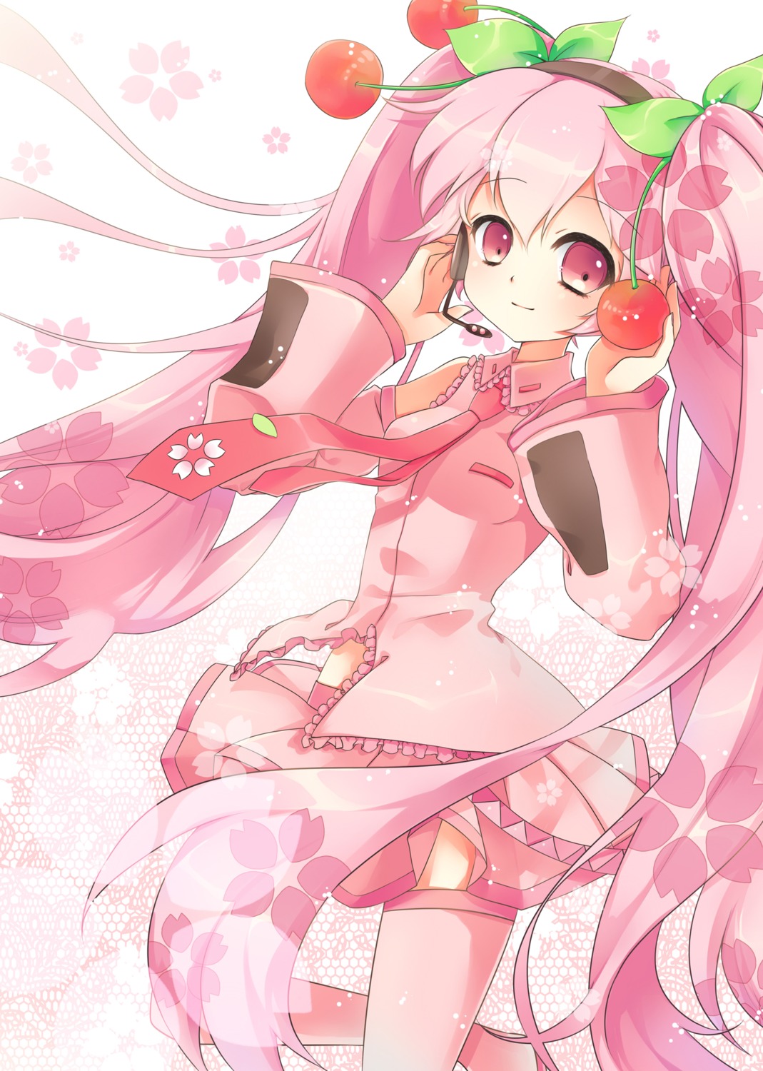 akara hatsune_miku sakura_miku thighhighs vocaloid