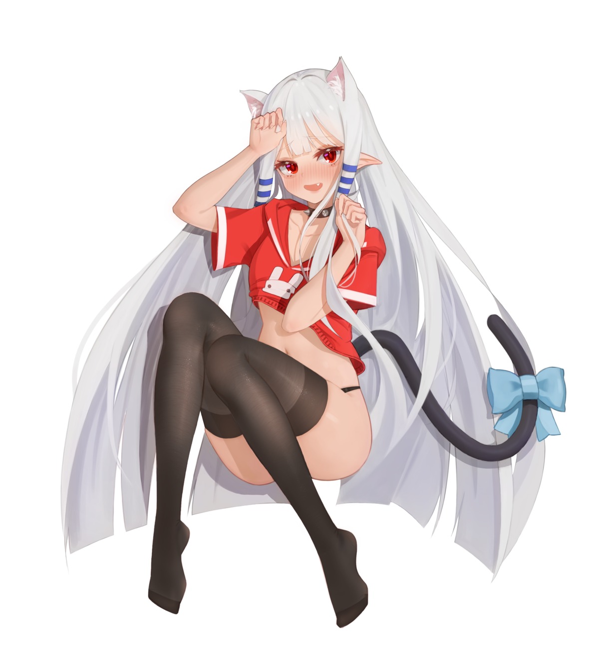 animal_ears nekomimi pantsu park_sinb_(choacee) pointy_ears tail thighhighs