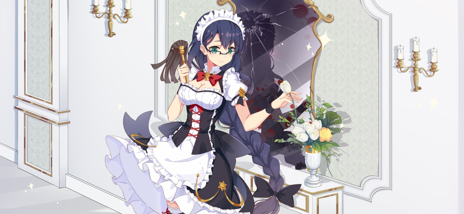 blood cleavage maid megane skirt_lift thighhighs wenbugu