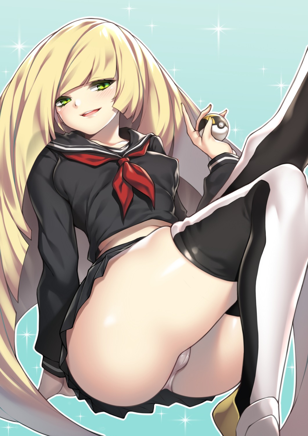 cameltoe fuya_(tempupupu) lusamine_(pokemon) pantsu pokemon pokemon_sm pokemon_usum seifuku thighhighs