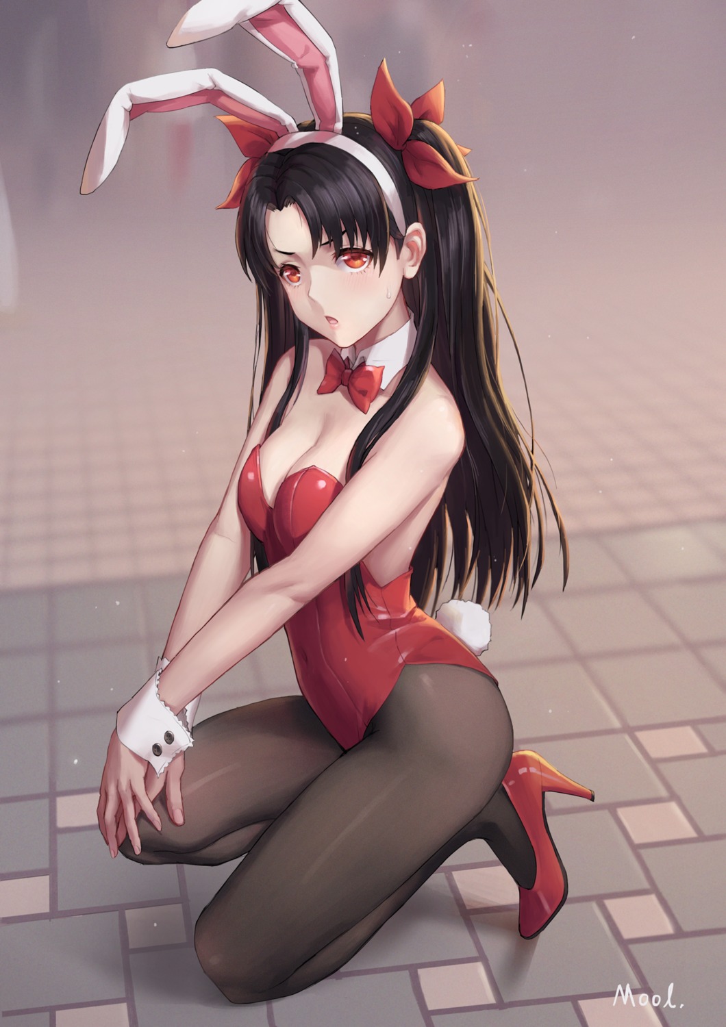 animal_ears bunny_ears bunny_girl cleavage fate/grand_order heels ishtar_(fate/grand_order) mool_yueguang pantyhose tail