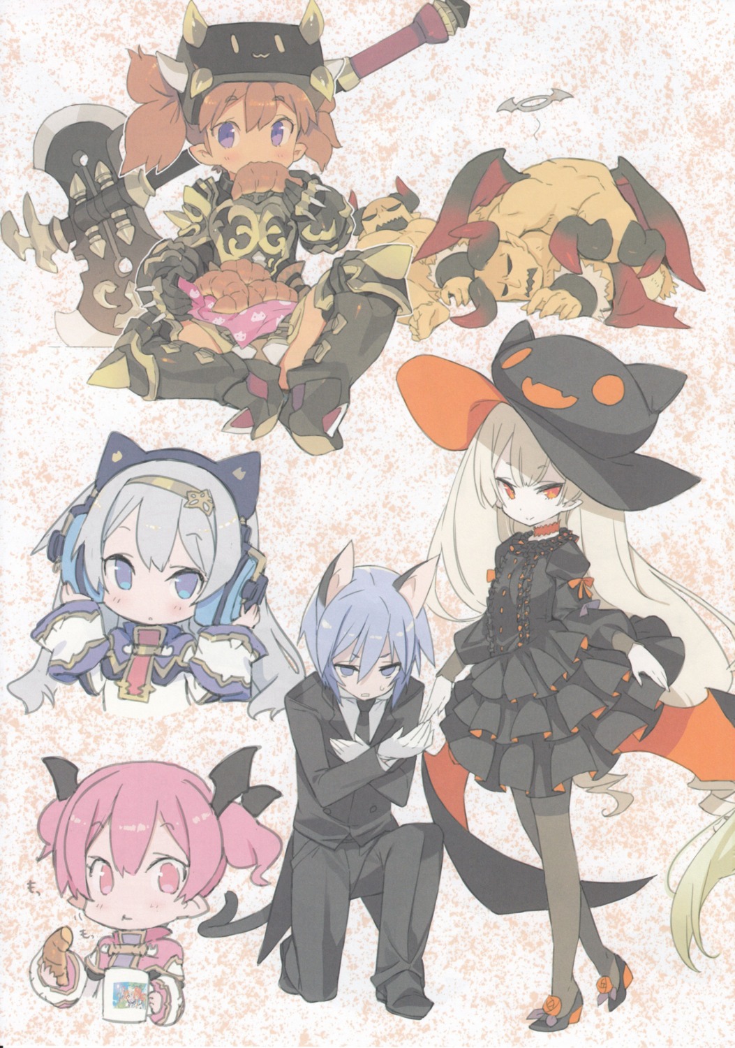 animal_ears armor blade business_suit heels horns lolita_fashion pointy_ears tail thighhighs weapon