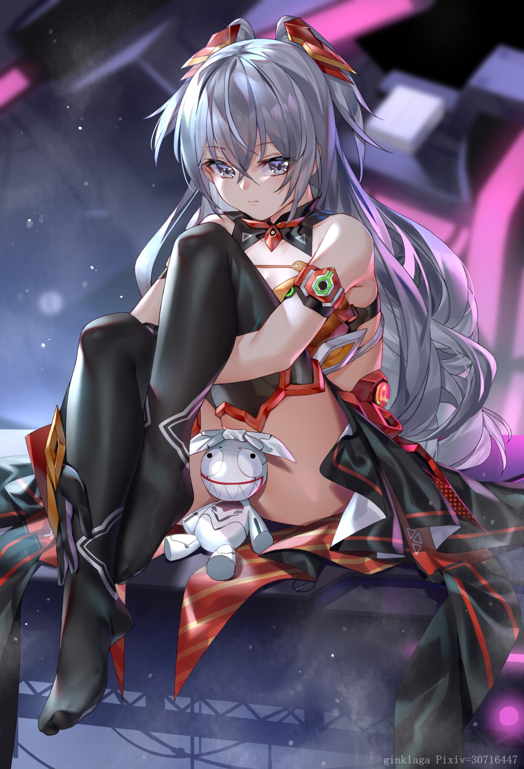 benghuai_xueyuan bikini_armor bronya_zaychik feet ginklaga honkai_impact skirt_lift thighhighs