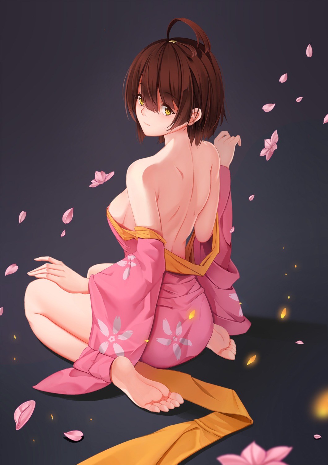 bau_nuan_si_yinyu feet kimono koutetsujou_no_kabaneri mumei nipple_slip no_bra undressing
