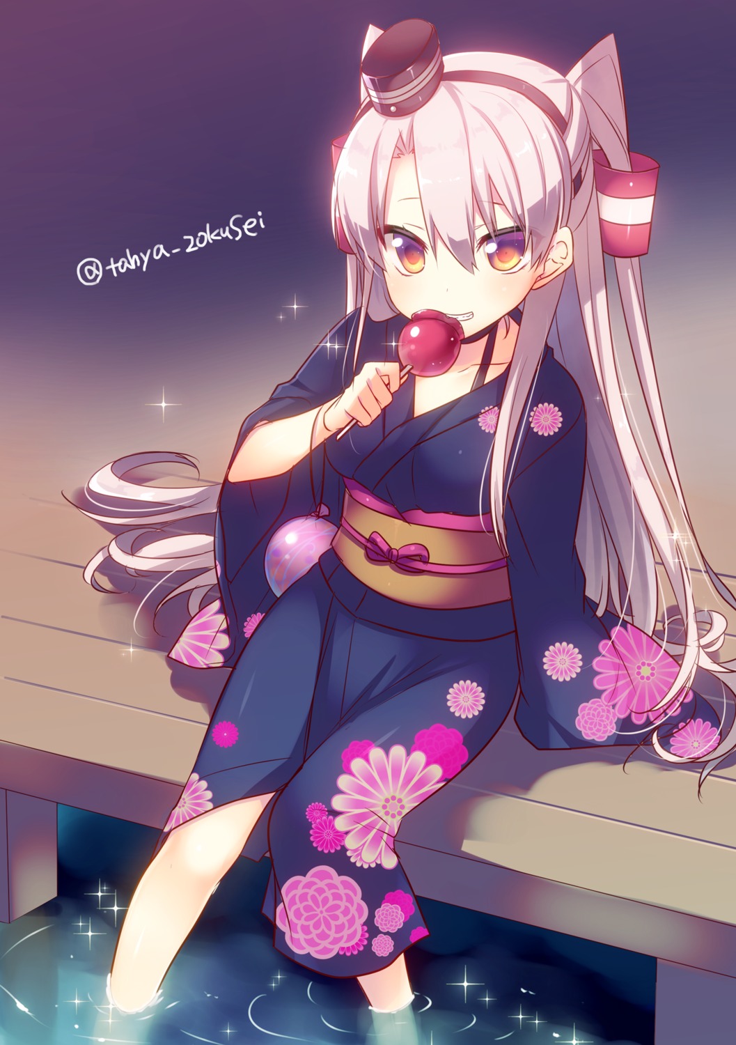 amatsukaze_(kancolle) kantai_collection tahya wet yukata