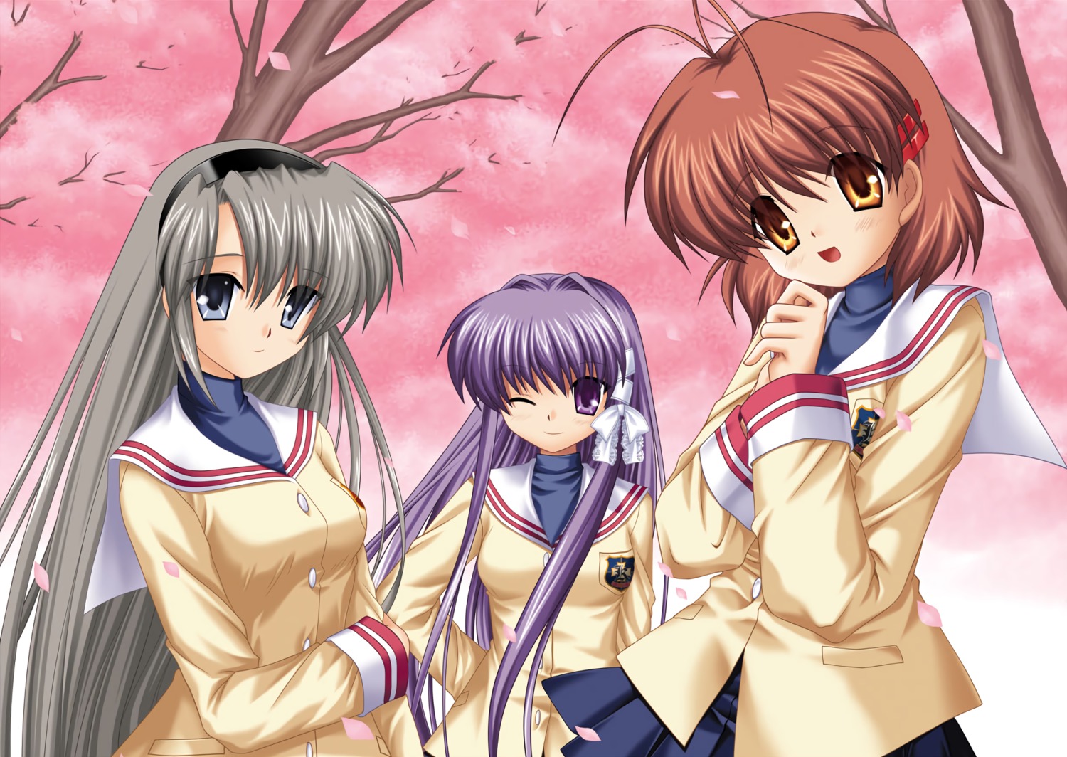 clannad fujibayashi_kyou furukawa_nagisa hinoue_itaru key sakagami_tomoyo seifuku