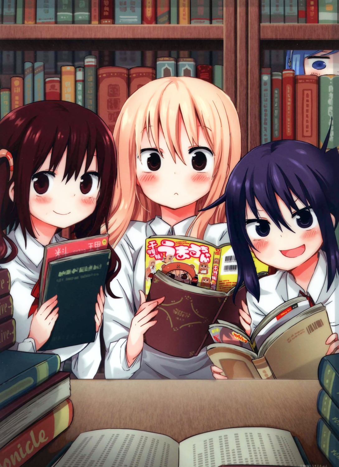 doma_umaru ebina_nana himouto!_umaru-chan motoba_kirie sankakuhead seifuku