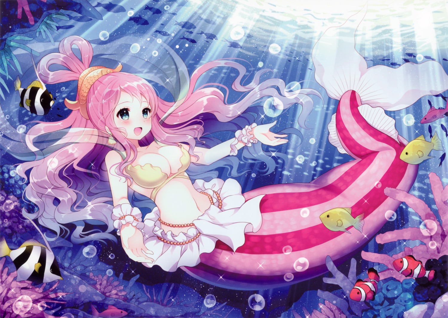 cleavage mermaid monster_girl one_piece shirahoshi w.label wasabi_(sekai)