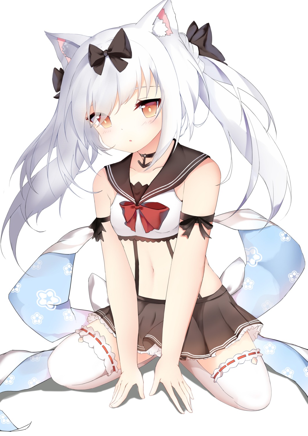 animal_ears azur_lane kuaua seifuku thighhighs yukikaze_(azur_lane)