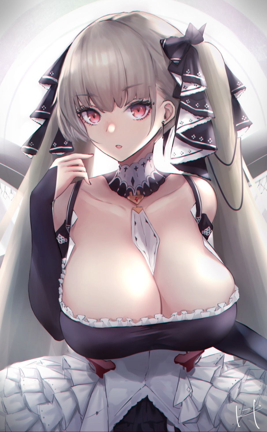 azur_lane formidable_(azur_lane) gothic_lolita lolita_fashion no_bra ruwoka