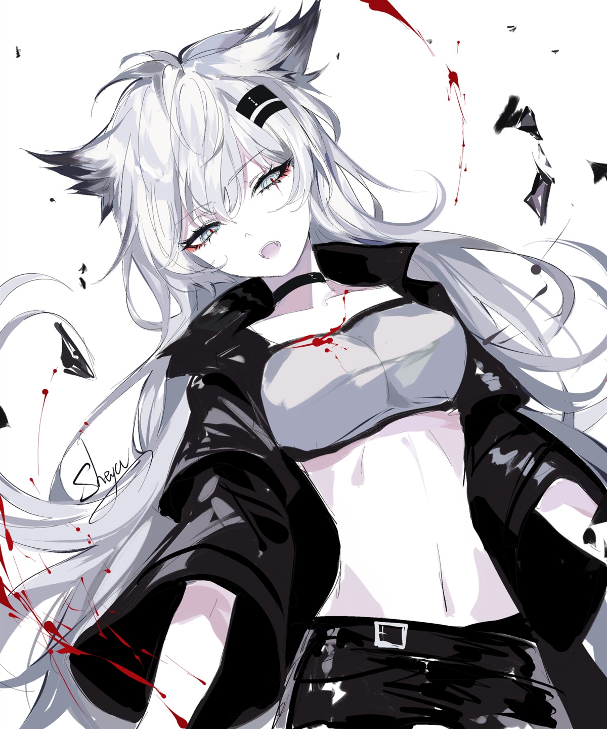 animal_ears arknights blood lappland_(arknights) sheya