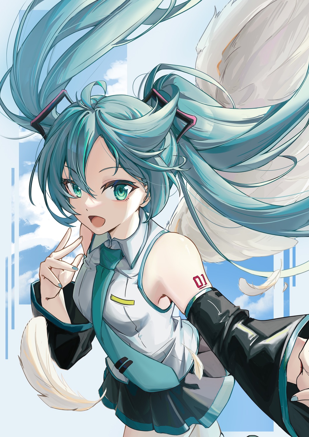 hatsune_miku tagme tattoo thighhighs vocaloid wings