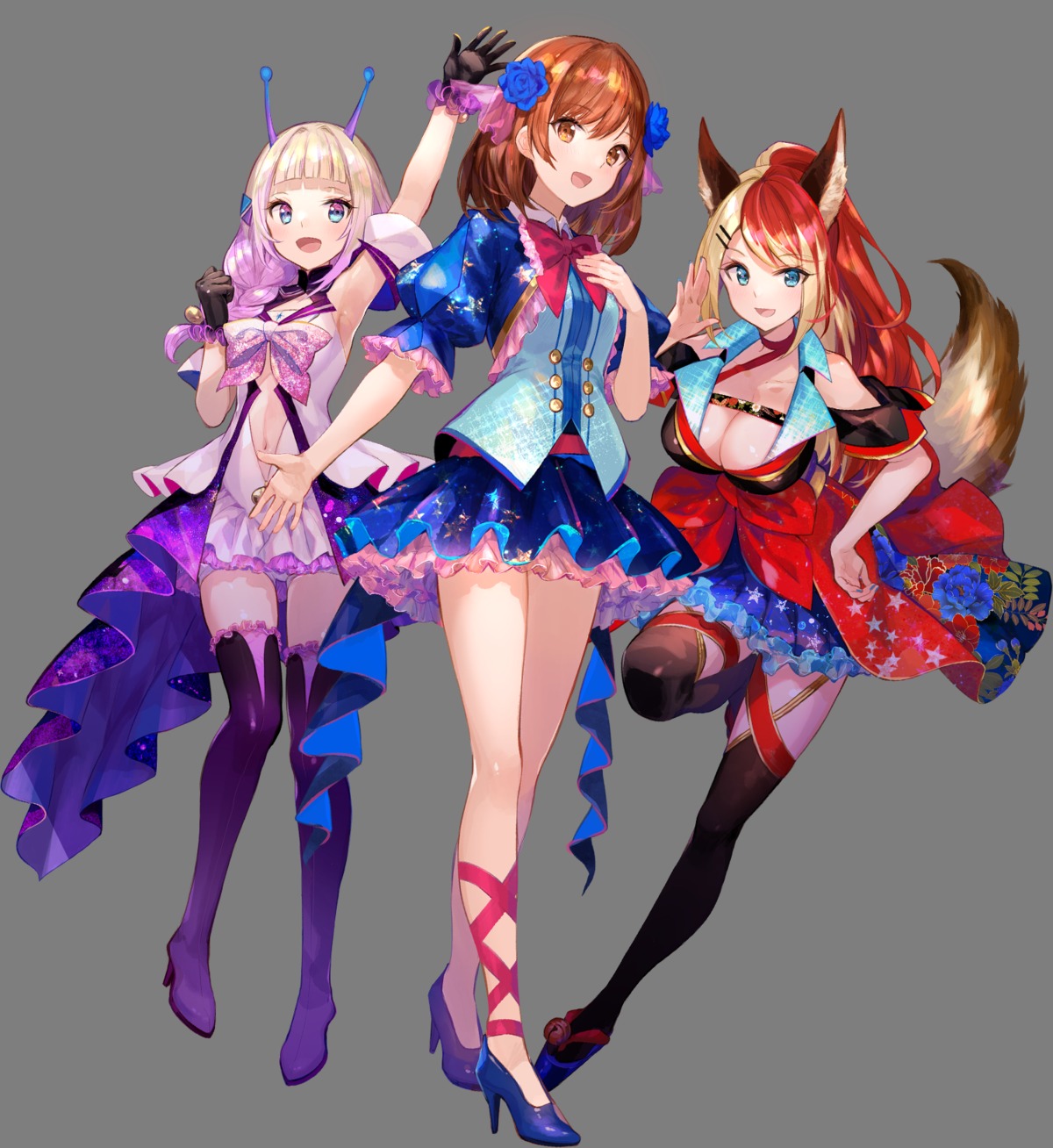 animal_ears cleavage heels horns seifuku stockings tagme tail thighhighs transparent_png you_generation