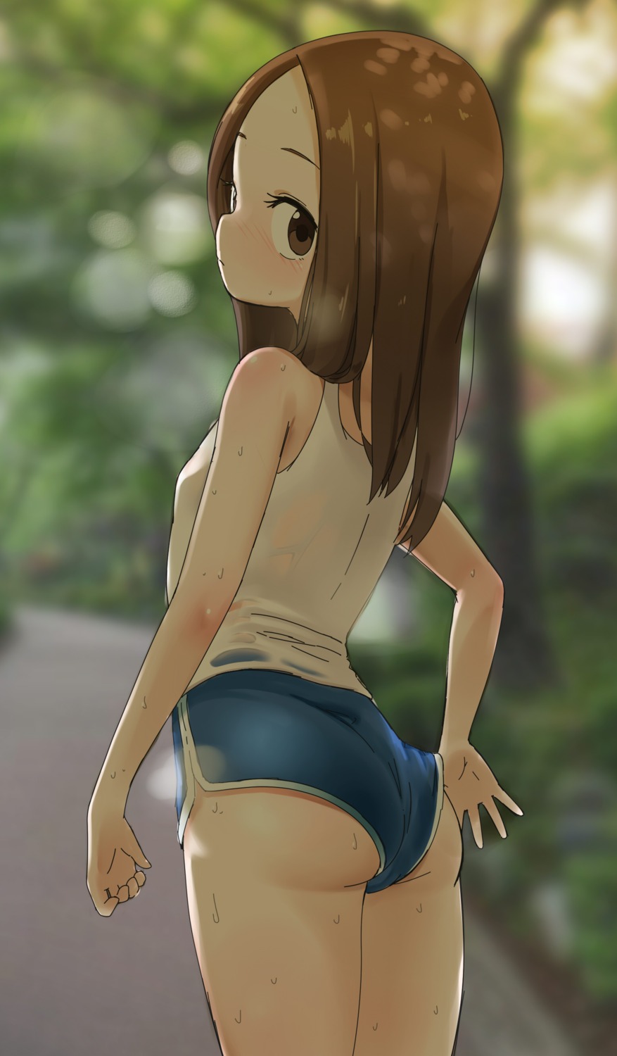 ass gym_uniform karakai_jouzu_no_takagi-san loli note2000 see_through takagi-san wet wet_clothes