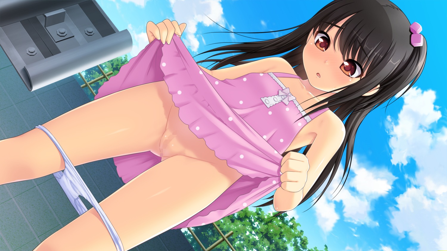 adachi_tenka censored dress game_cg loli nonohara_miki pantsu panty_pull pussy shoujo_ramune skirt_lift tanuki-soft