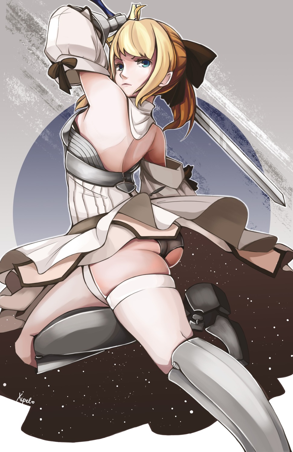 armor ass dress fate/grand_order fate/stay_night pantsu saber saber_lily sword thighhighs xipel