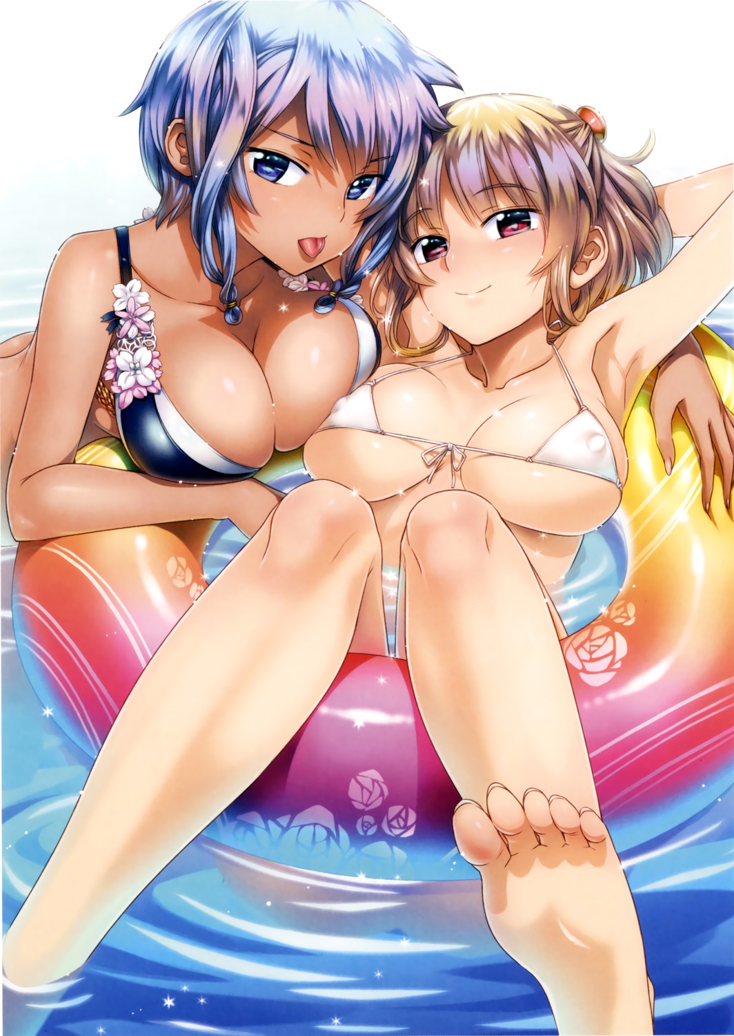 bikini cleavage erect_nipples feet koume_keito swimsuits toranoana underboob wet yuri