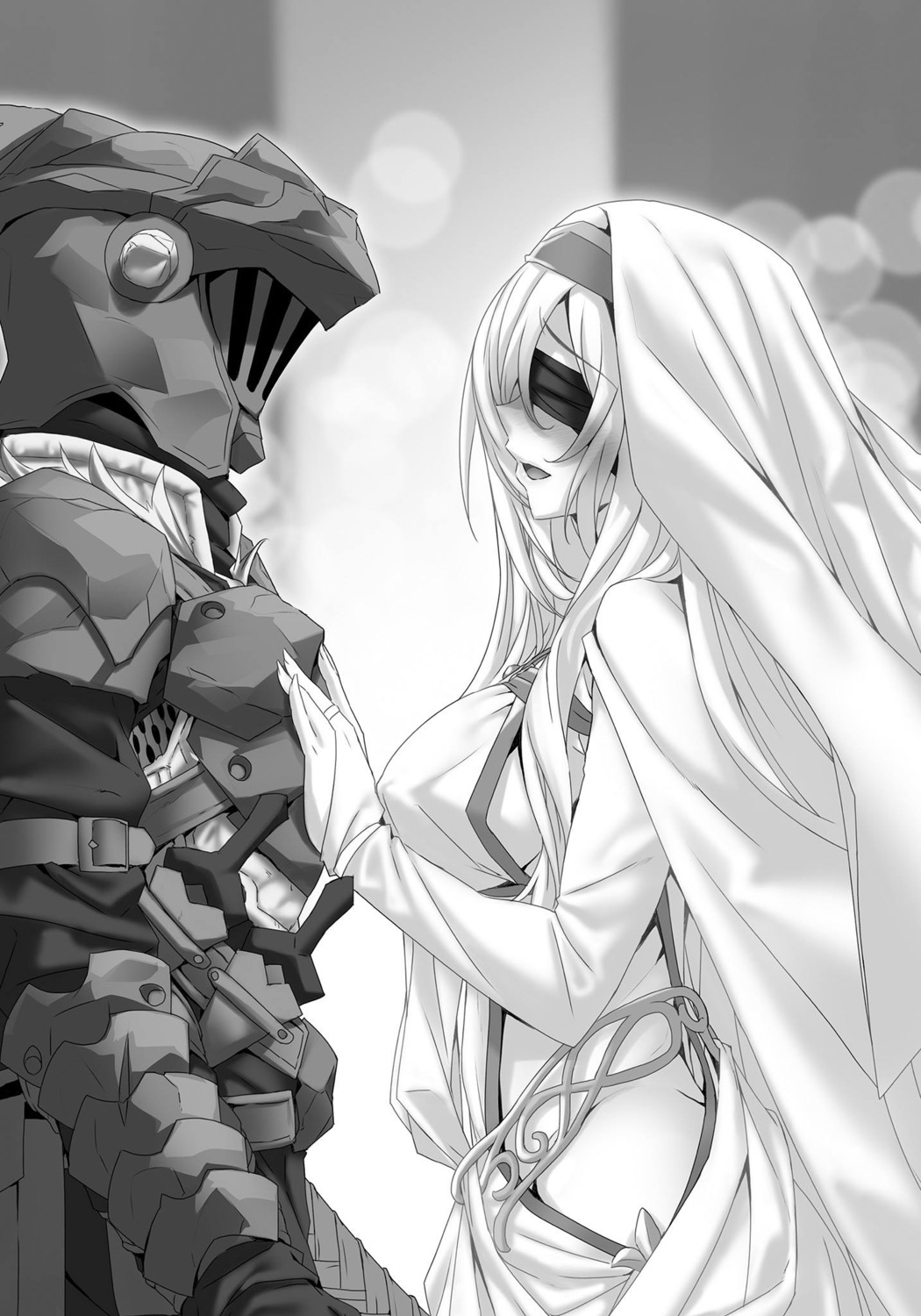 armor goblin_slayer goblin_slayer_(character) kannatsuki_noboru monochrome nopan sword_maiden