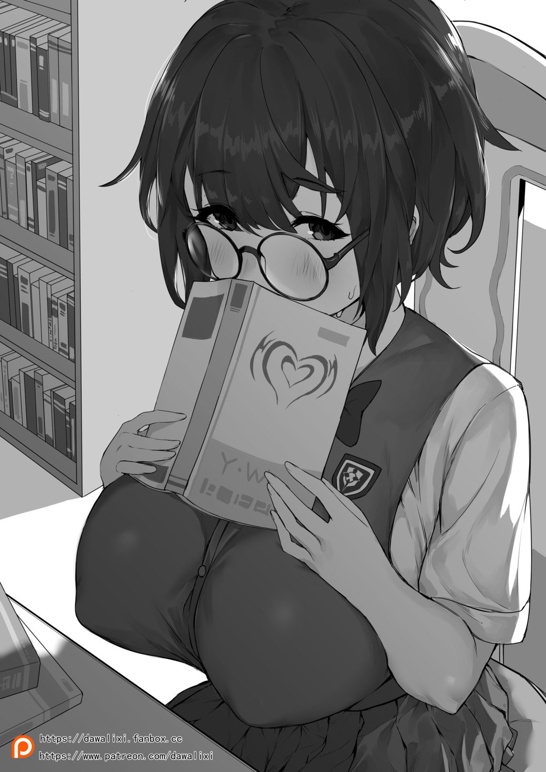 dawalixi erect_nipples megane monochrome seifuku