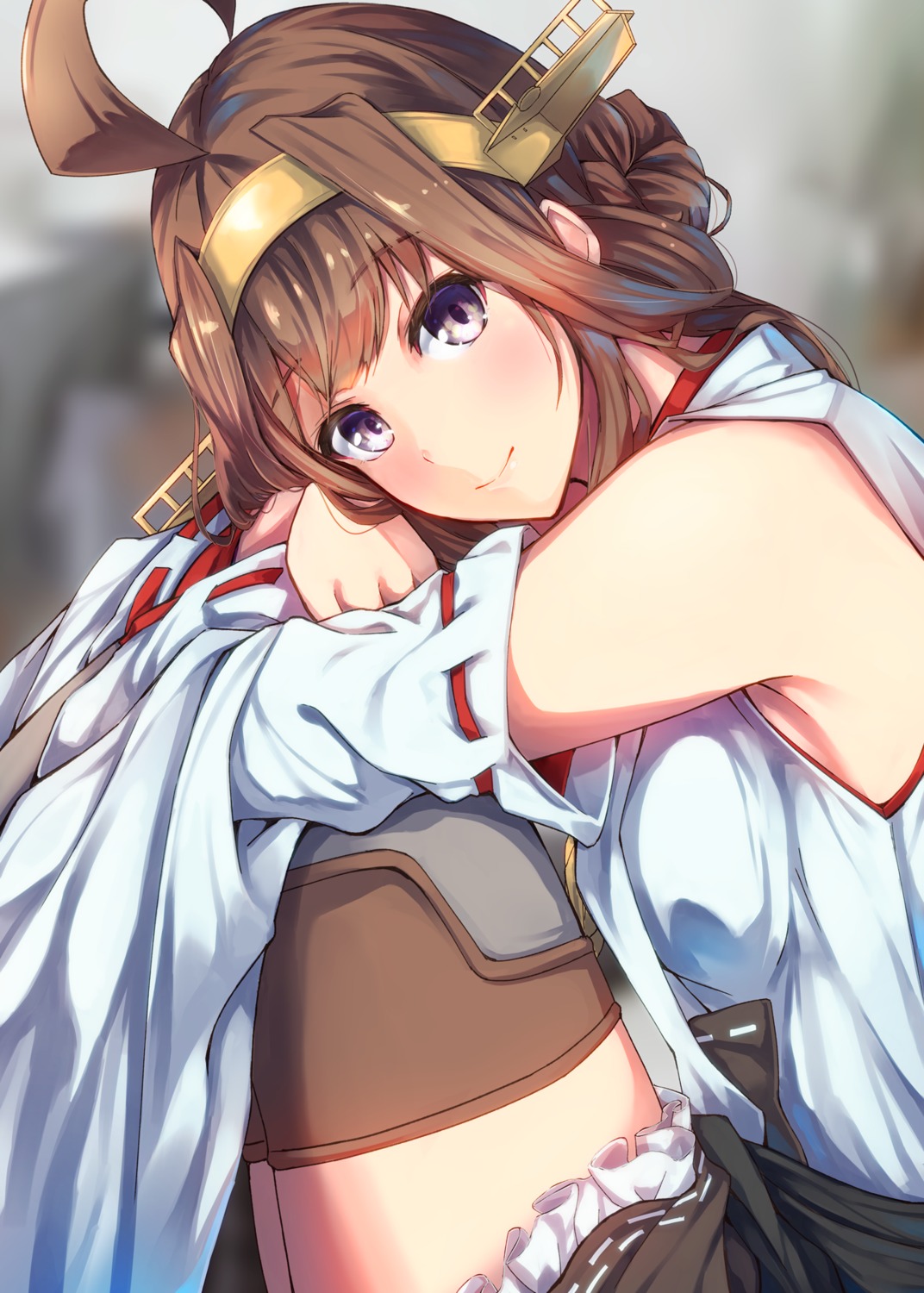 japanese_clothes kantai_collection kongou_(kancolle) konkito thighhighs