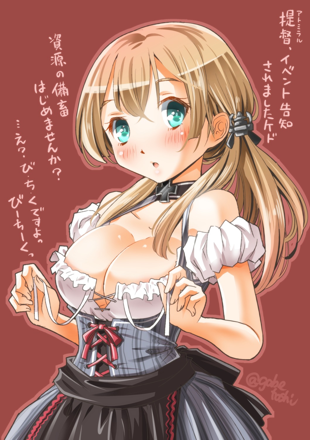 cleavage kantai_collection no_bra prinz_eugen_(kancolle) sogabe_toshinori